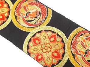 アンティーク　丸紋に鳳凰・華紋織り出し袋帯（材料）